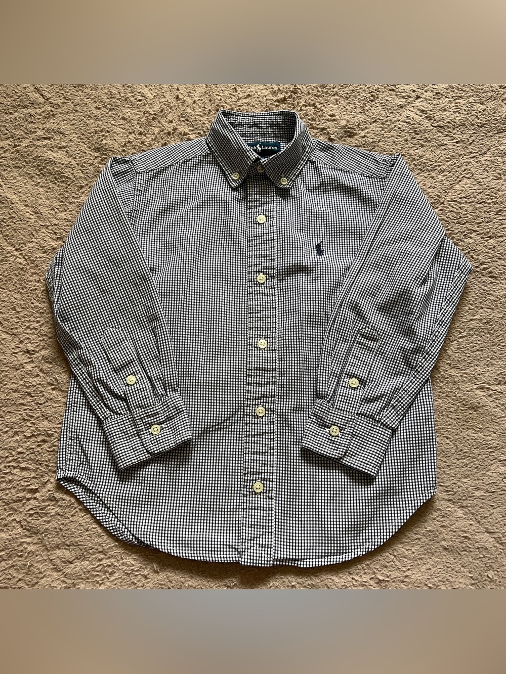 Ralph Lauren Gingham Check Plaid Button Down Shirt Preppy Cotton Kids Sz 5
